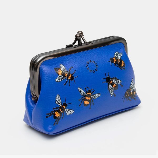 Жіночий шкіряний гаманець з ретро-застібкою Yoshi Y1328 (Bee Happy Blue) Y1328 BEES 37 фото