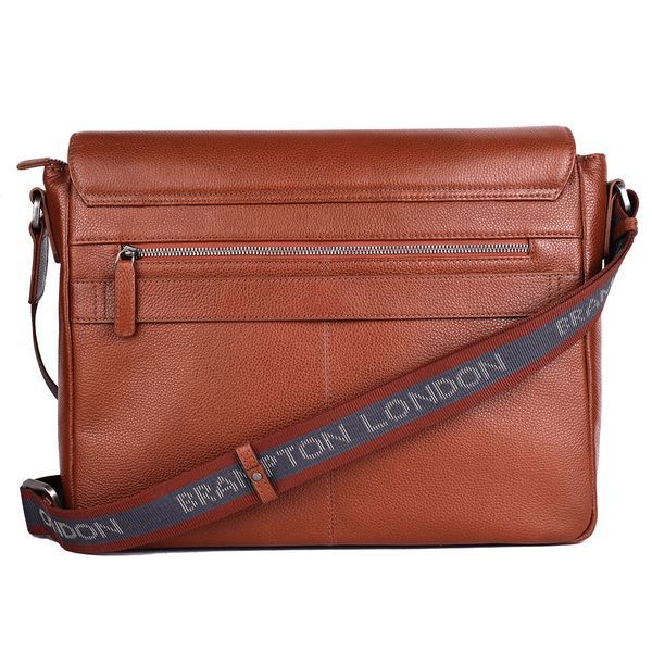 Шкіряна сумка месенджер для ноутбука 14 Brampton London Emissary Tan (Рудий) 64403 TAN фото