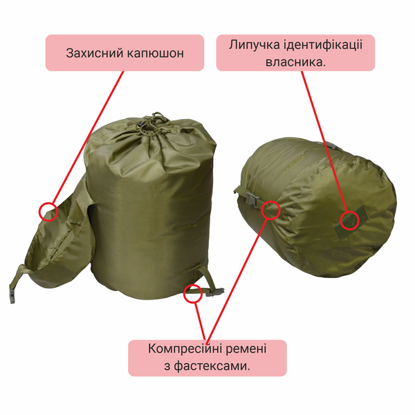 DERBY CMK 240-90-R (right) Olive green Sleeping Bag Blanket &ndash; Extra Warm Winter Sleeping Bag up to -25&deg;C | Double-Layer 400 g/m&sup2; Insulated, Waterproof Oxford Shell, Omni-Heat Lining, Large 240&times;90 cm Military Sleeping Bag