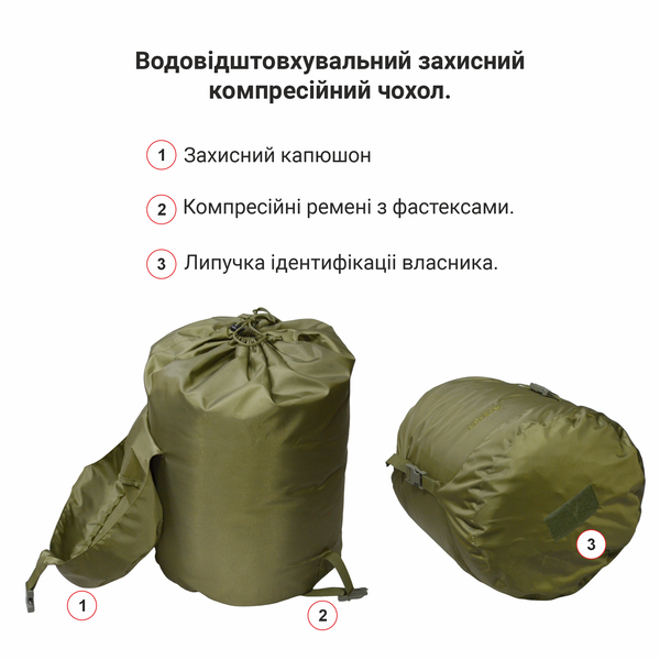Великий спальний мішок ковдра XXXL з капюшоном DERBY CMK 240-90 хакі ліве відкриття CMK 240-90 khaki фото