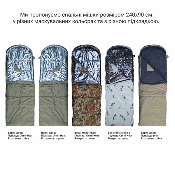 Великий спальний мішок ковдра XXXL з капюшоном DERBY CMK 240-90 хакі ліве відкриття CMK 240-90 khaki фото