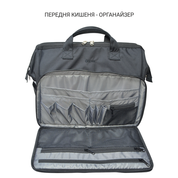 DERBY DoctorBag black organizer work bag with modular dividers and a compartment for a laptop up to 17"