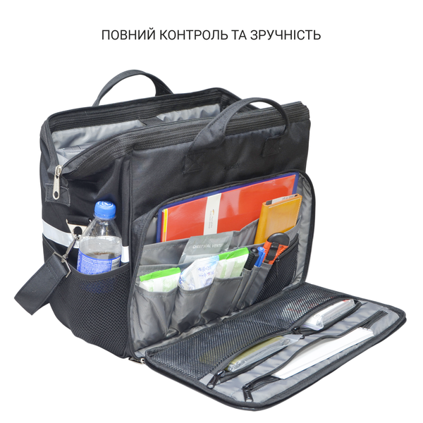 DERBY DoctorBag black organizer work bag with modular dividers and a compartment for a laptop up to 17"