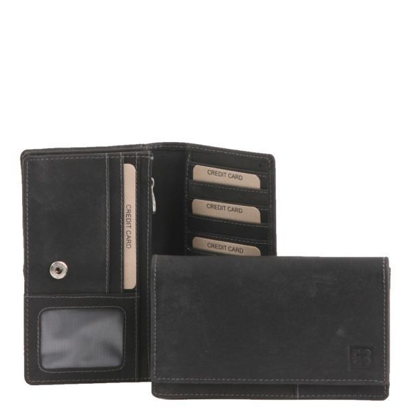 Портмоне Enrico Benetti Leather верт. з відділ. для документів Чорн. (15x9x3см) Eb67010 001 фото