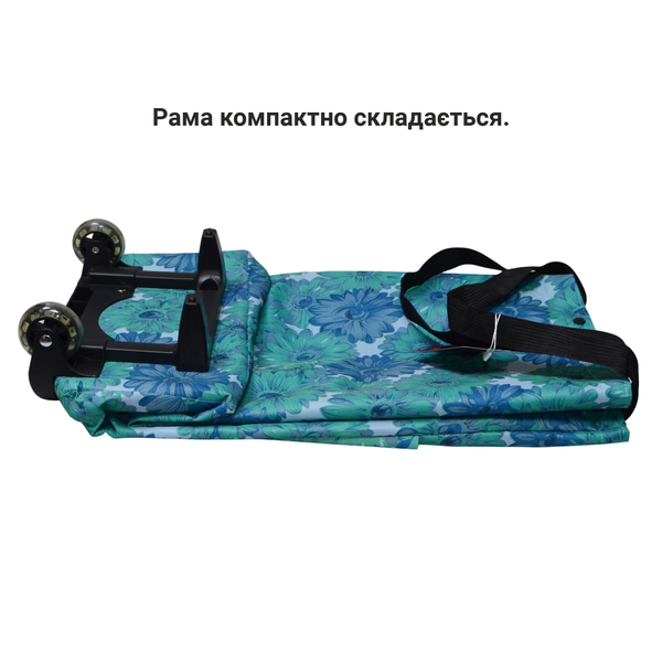 Shopping cart DERBY 092501 blue fowers 25 l on wheels with hanging telescopic handle