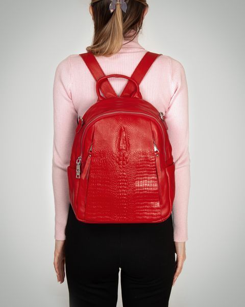 Сумка Женская Рюкзак кожа ALEX RAI 8907-9 red croco 41253 фото