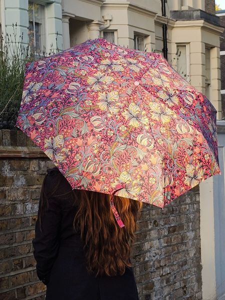 Жіноча парасолька Fulton L907-041819 Morris & Co. Minilite-2 UV Golden Lily Pink L907-041819 фото