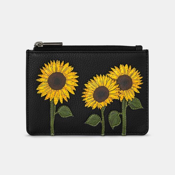 Жіночий шкіряний гаманець Yoshi Y1321 Sunflowers (Black) Y1321 SF 1 фото