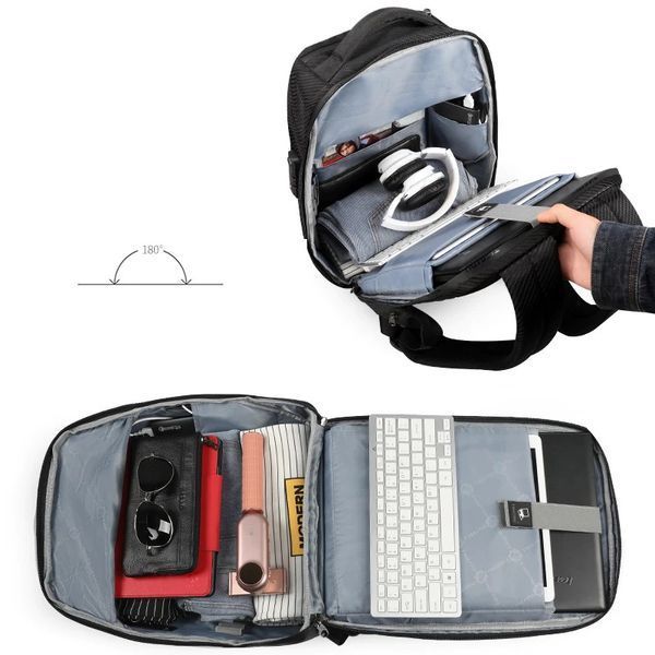 Рюкзак 15.6" TIGERNU T-B3655 USB Black з кодовим замком TSA T-B3655 фото