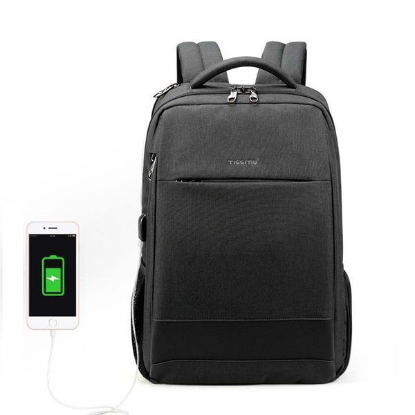 Рюкзак міський Tigernu T-B3516 для ноутбука 15.6" з USB об'єм 22л. Темно-сірий Т-В3516 USB Black Grey фото